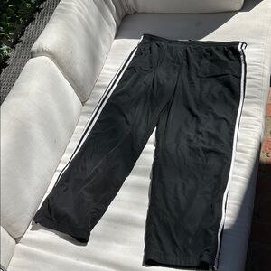 VINTAGE Adidas Black Athletic Pants with White Accents and ankle zippers